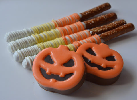Halloween Themed Chocolate Covered Pretzels